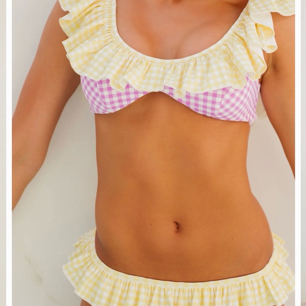 Daisy Swim Cocolillys bikini - Yellow and Purple Gingham Ruffle Bikini